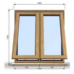 1045mm (W) x 1145mm (H) Wooden Stormproof Window - 2 Opening Windows (Opening from Bottom) - Toughened Safety Glass