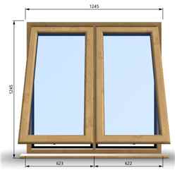 1245mm (W) x 1245mm (H) Wooden Stormproof Window - 2 Opening Windows (Opening from Bottom) - Toughened Safety Glass