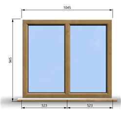 1045mm (W) x 945mm (H) Wooden Stormproof Window - 2 Non-Opening Windows - Toughened Safety Glass