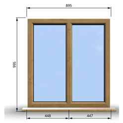 895mm (W) x 995mm (H) Wooden Stormproof Window - 2 Non-Opening Windows - Toughened Safety Glass