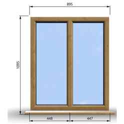 895mm (W) x 1095mm (H) Wooden Stormproof Window - 2 Non-Opening Windows - Toughened Safety Glass