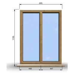 895mm (W) x 1195mm (H) Wooden Stormproof Window - 2 Non-Opening Windows - Toughened Safety Glass