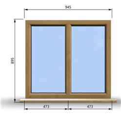 945mm (W) x 895mm (H) Wooden Stormproof Window - 2 Non-Opening Windows - Toughened Safety Glass