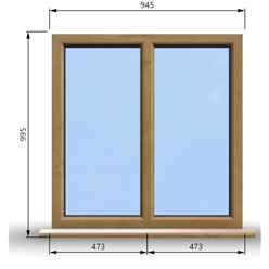945mm (W) x 995mm (H) Wooden Stormproof Window - 2 Non-Opening Windows - Toughened Safety Glass