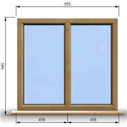 995mm (W) x 945mm (H) Wooden Stormproof Window - 2 Non-Opening Windows - Toughened Safety Glass