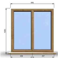 995mm (W) x 1045mm (H) Wooden Stormproof Window - 2 Non-Opening Windows - Toughened Safety Glass