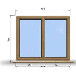 1045mm (W) x 895mm (H) Wooden Stormproof Window - 2 Non-Opening Windows - Toughened Safety Glass