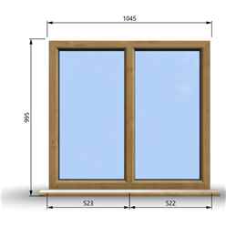 1045mm (W) x 995mm (H) Wooden Stormproof Window - 2 Non-Opening Windows - Toughened Safety Glass