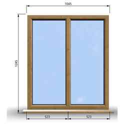 1045mm (W) x 1245mm (H) Wooden Stormproof Window - 2 Non-Opening Windows - Toughened Safety Glass