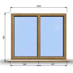 1095mm (W) x 945mm (H) Wooden Stormproof Window - 2 Non-Opening Windows - Toughened Safety Glass