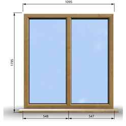 1095mm (W) x 1195mm (H) Wooden Stormproof Window - 2 Non-Opening Windows - Toughened Safety Glass
