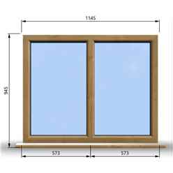 1145mm (W) x 945mm (H) Wooden Stormproof Window - 2 Non-Opening Windows - Toughened Safety Glass