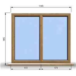 1145mm (W) x 995mm (H) Wooden Stormproof Window - 2 Non-Opening Windows - Toughened Safety Glass