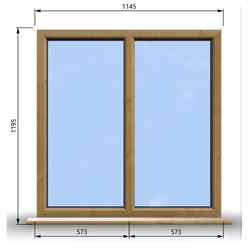 1145mm (W) x 1195mm (H) Wooden Stormproof Window - 2 Non-Opening Windows - Toughened Safety Glass