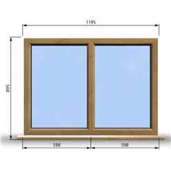 1195mm (W) x 895mm (H) Wooden Stormproof Window - 2 Non-Opening Windows - Toughened Safety Glass