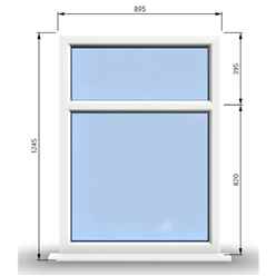 895mm (W) x 1245mm (H) PVCu StormProof Casement Window - 2 Horizontal Panes Non Opening Windows - 70mm Cill - Chrome Handles - Toughened Safety Glass - White Internal & External