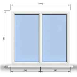 1095mm (W) x 1045mm (H) PVCu StormProof Casement Window - 2 Vertical Panes Non Opening Windows - 70mm Cill - Chrome Handles - Toughened Safety Glass - White Internal & External