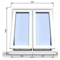 995mm (W) x 1095mm (H) PVCu StormProof Casement Window - 2 Vertical Bottom Opening Windows - 70mm Cill - Chrome Handles - Toughened Safety Glass - White Internal & External