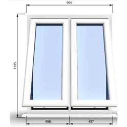 995mm (W) x 1195mm (H) PVCu StormProof Casement Window - 2 Vertical Bottom Opening Windows - 70mm Cill - Chrome Handles - Toughened Safety Glass - White Internal & External