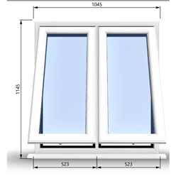 1045mm (W) x 1145mm (H) PVCu StormProof Casement Window - 2 Vertical Bottom Opening Windows - 70mm Cill - Chrome Handles - Toughened Safety Glass - White Internal & External