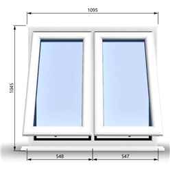 1095mm (W) x 1045mm (H) PVCu StormProof Casement Window - 2 Vertical Bottom Opening Windows - 70mm Cill - Chrome Handles - Toughened Safety Glass - White Internal & External