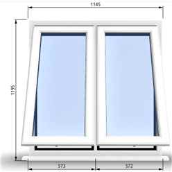 1145mm (W) x 1195mm (H) PVCu StormProof Casement Window - 2 Vertical Bottom Opening Windows - 70mm Cill - Chrome Handles - Toughened Safety Glass - White Internal & External