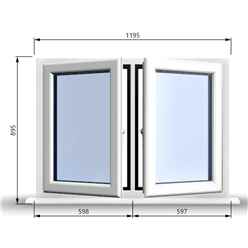 1195mm (W) x 895mm (H) PVCu StormProof Casement Window - 2 Central Opening Windows - 70mm Cill - Chrome Handles - Toughened Safety Glass - White Internal & External