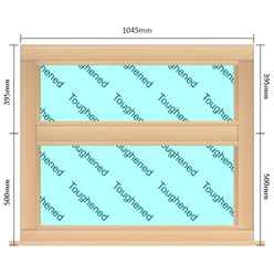 1045mm (W) x 895mm (H) Wooden Stormproof Window - 2 Horizontal Non-Opening Windows -Toughened Safety Glass