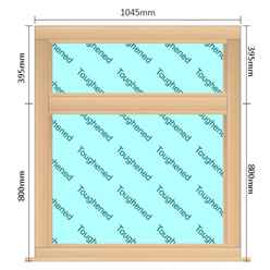 1045mm (W) x 1195mm (H) Wooden Stormproof Window - 2 Horizontal Non-Opening Windows -Toughened Safety Glass