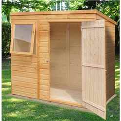 6 x 4 (1.16m x 1.77m) - Tongue And Groove - Pent Garden Shed / Workshop - 1 Opening Window - Single Door - 12mm  Tongue + Groove Floor