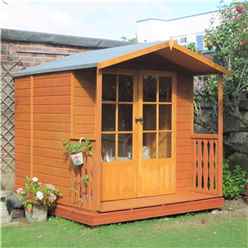 7 x 7 (2.05m x 1.98m) - Premier Wooden Summerhouse + Veranda - Double Doors - 12mm T&G Walls & Floor