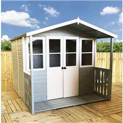 7 x 7 (2.05m x 1.55m) -  Premier Wooden Summerhouse - Double Doors - Side Windows - 12mm T&G Walls & Floor