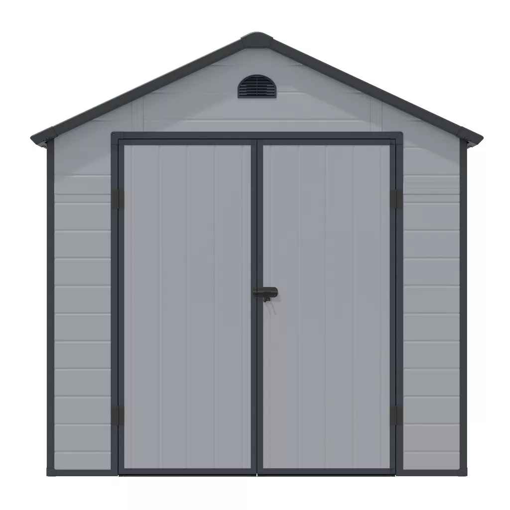 8 x 6 Double Door Apex Plastic Shed - Light Grey