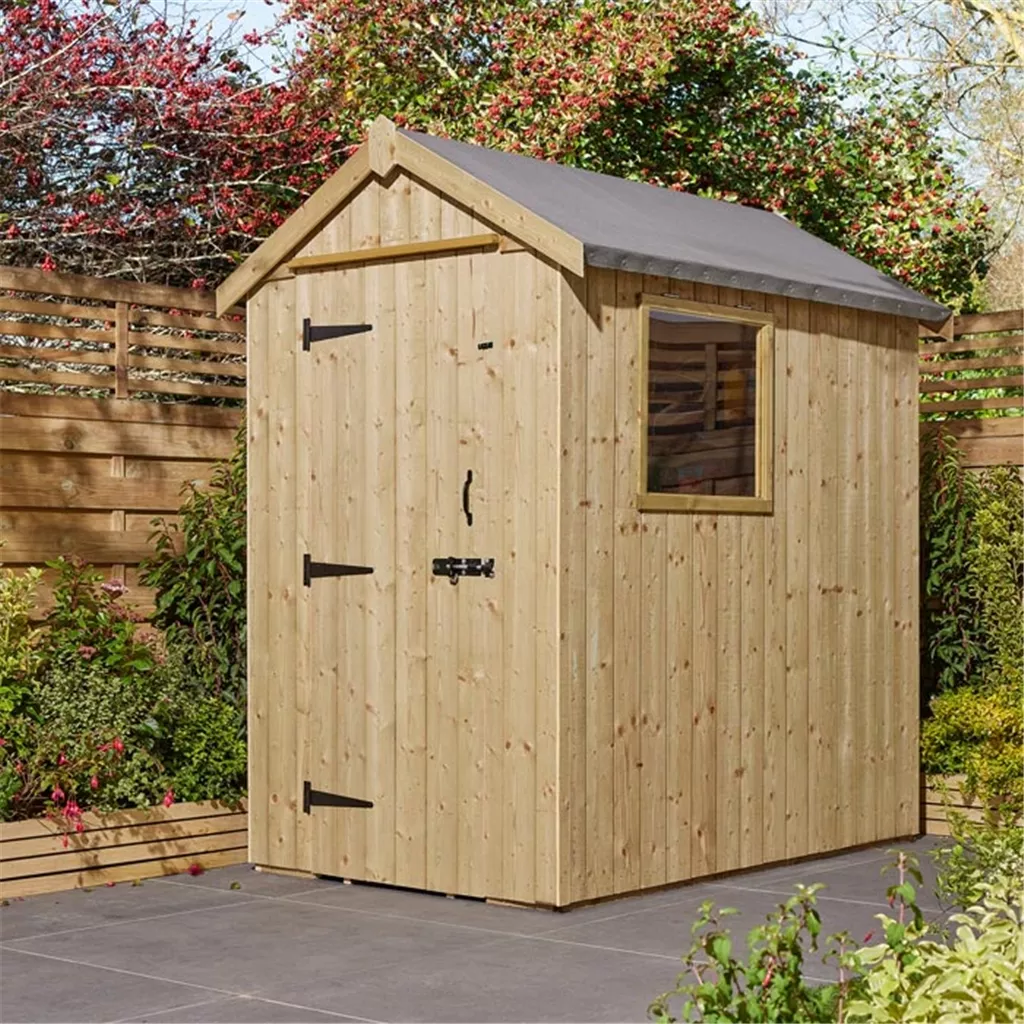 Cheshire 6 × 4 Heritage Pressure Treated T&G Shed With a Single Door & 1 Window