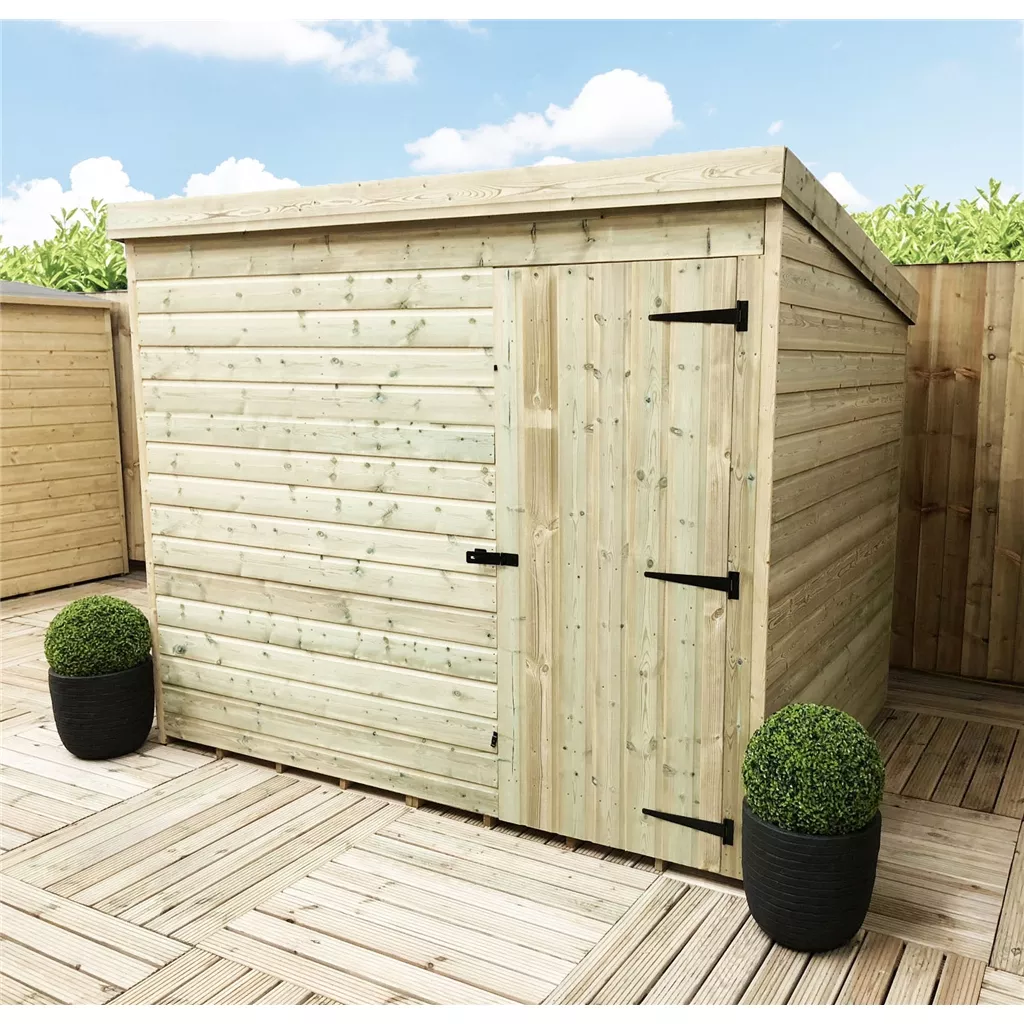 8 x 8 Windowless Pressure Treated T&G Pent Shed With Single Door
