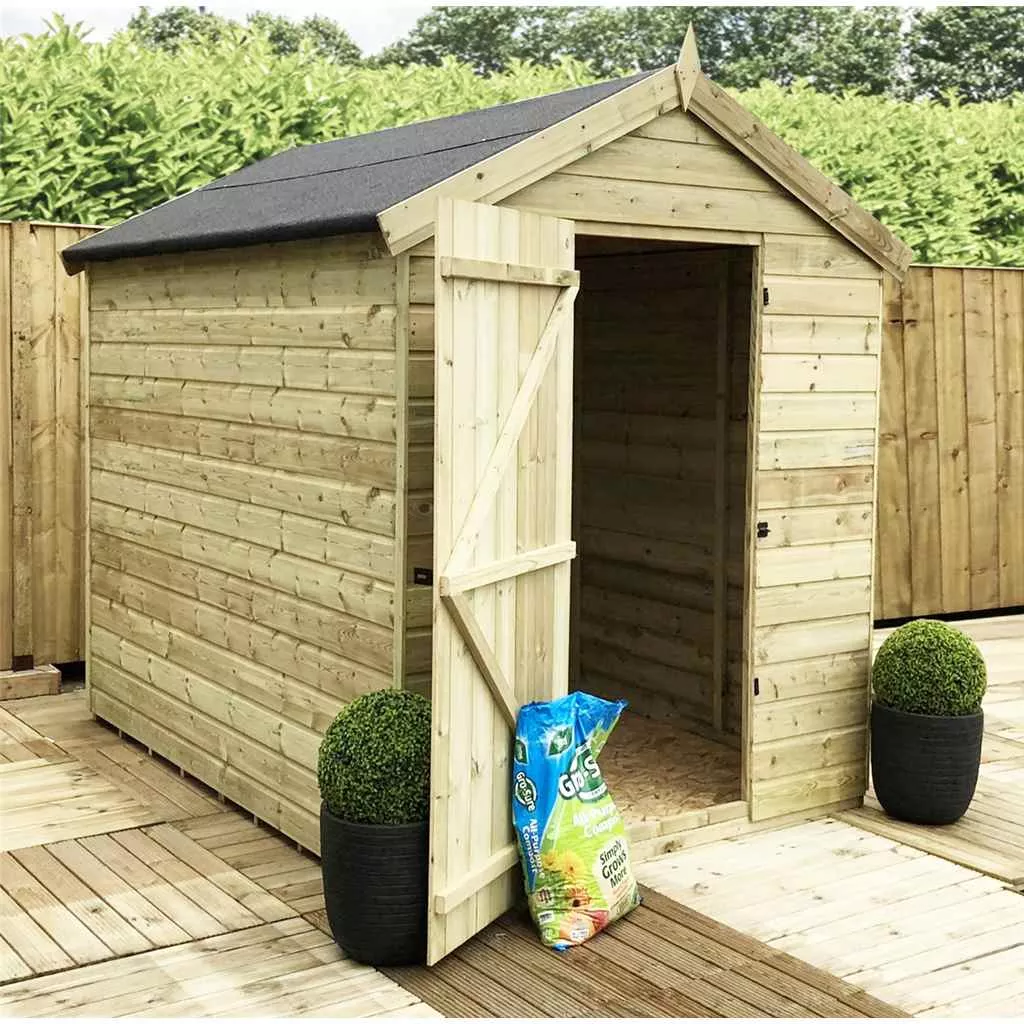 10 x 4 Premier Windowless Pressure Treated T&G Apex Shed – Higher Eaves, Single Door product image
