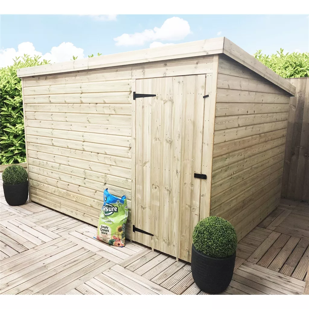 10 x 7 Windowless Pressure Treated T&G Pent Shed With Single Door