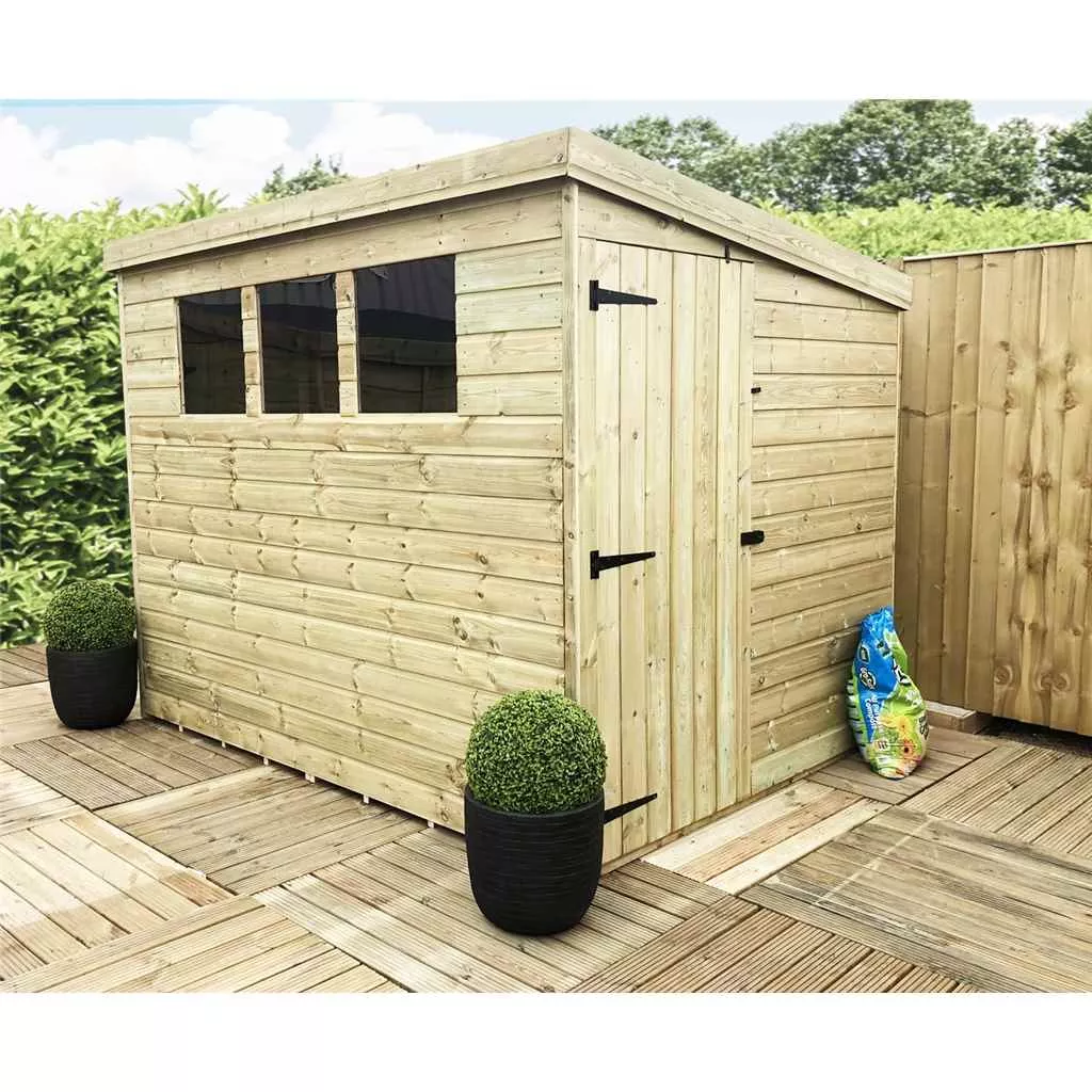 6 x 4 Pressure Treated T&G Pent Shed With 3 Windows, Single Door product image