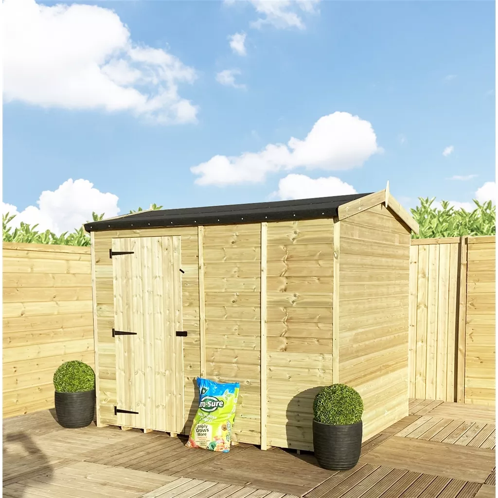 5 x 4 Reverse Windowless Pressure Treated T&G Single Door Apex Shed – High Eaves