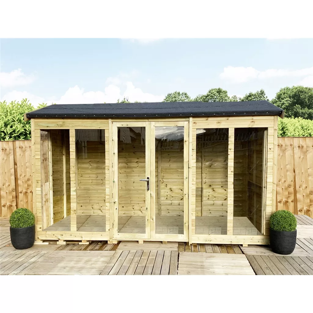 9 x 10 Reverse Pressure Treated Apex Summerhouse – Long Windows