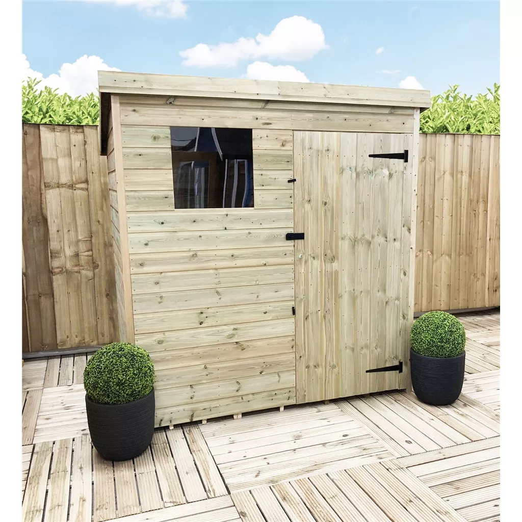 5 x 5 Pressure Treated T&G Pent Shed With 1 Windows, Single Door