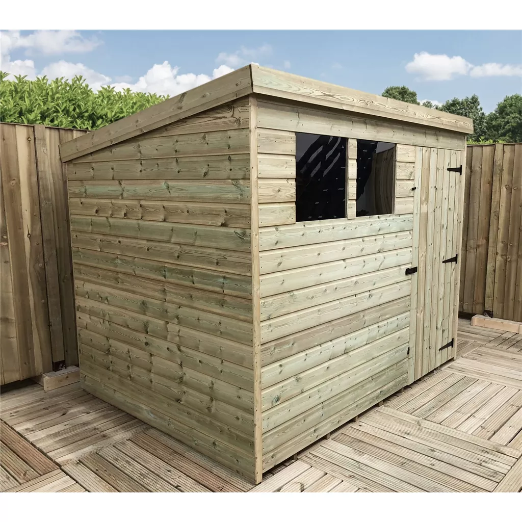 7 x 6 Pressure Treated T&G Pent Shed With 2 Windows, Single Door product image