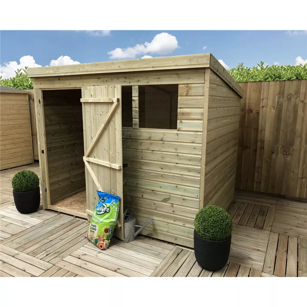 8 x 4 Pressure Treated T&G Pent Shed With 2 Windows, Single Door product image