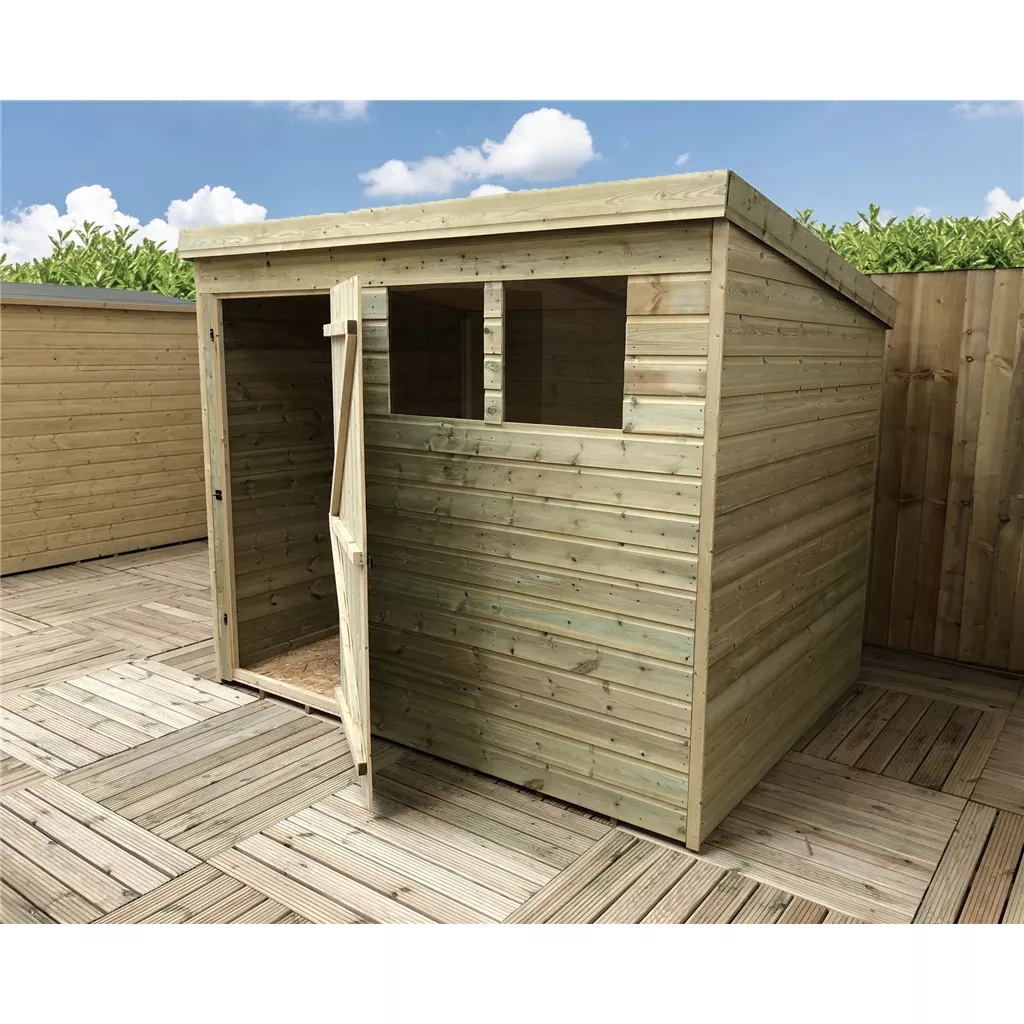 8 x 5 Pressure Treated T&G Pent Shed With 2 Windows, Single Door product image