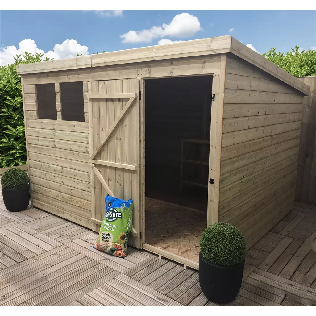 10 x 7 Pressure Treated T&G Pent Shed With 3 Windows, Single Door product image