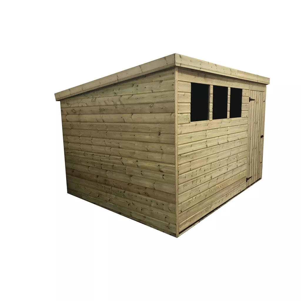 10 x 7 Pressure Treated T&G Pent Shed With 3 Windows, Single Door product image