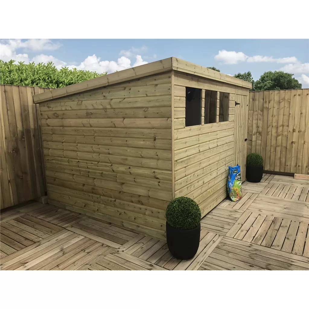 10 x 8 Pressure Treated T&G Pent Shed With 3 Windows, Single Door product image