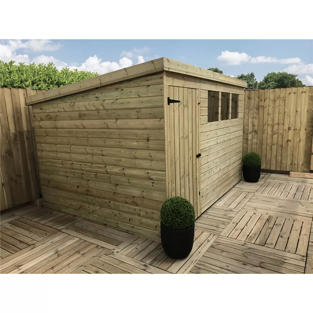 10 x 8 Pressure Treated T&G Pent Shed With 3 Windows, Single Door product image