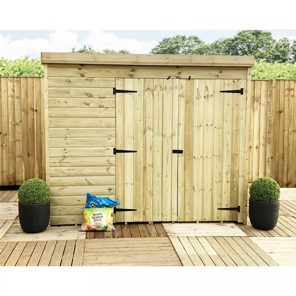 7 x 5 Windowless Pressure Treated T&G Pent Shed With Double Doors product image