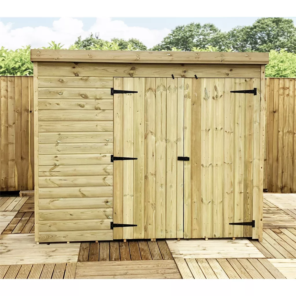 8 x 4 Windowless Pressure Treated T&G Pent Shed With Double Doors product image